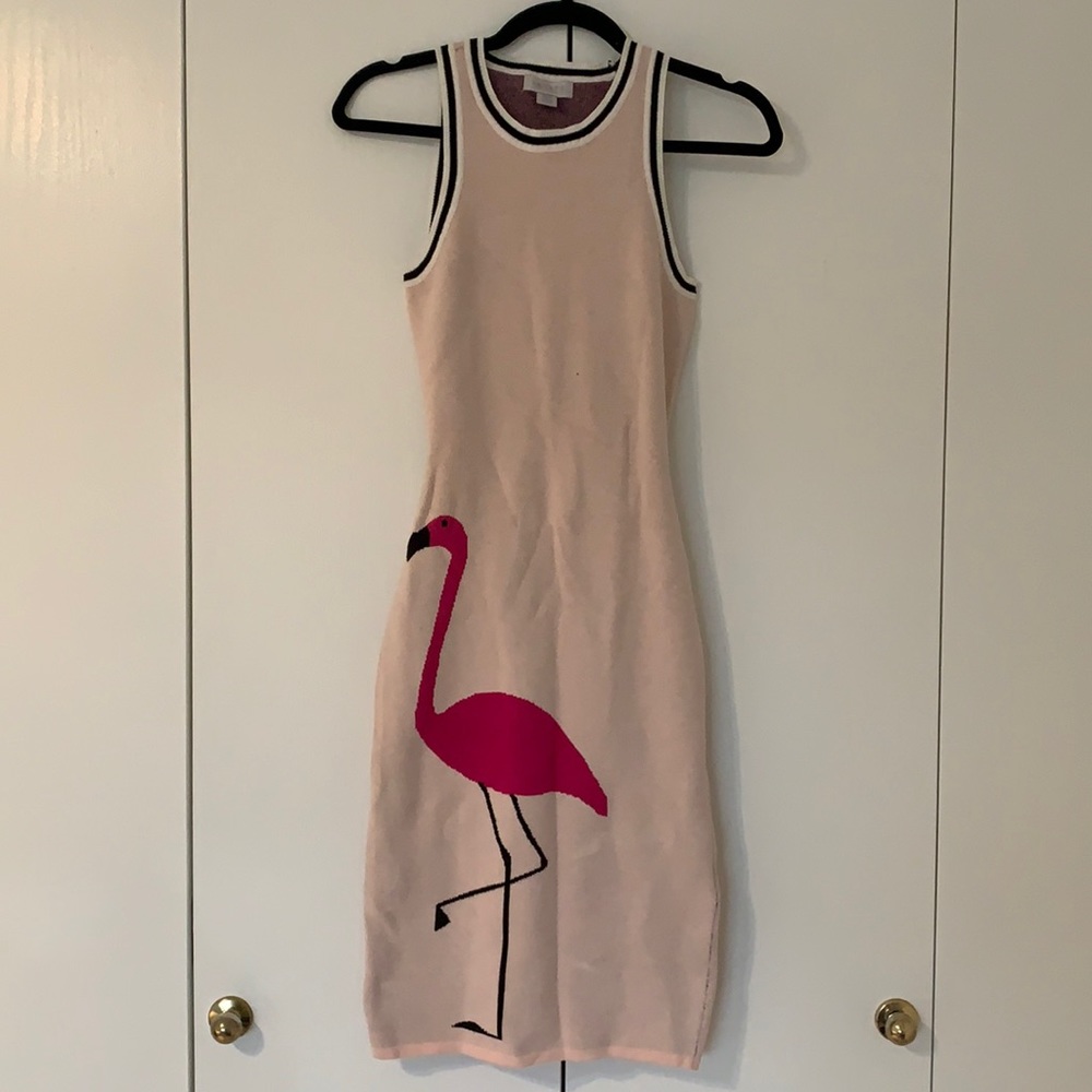 Pink flamingo fitted midi